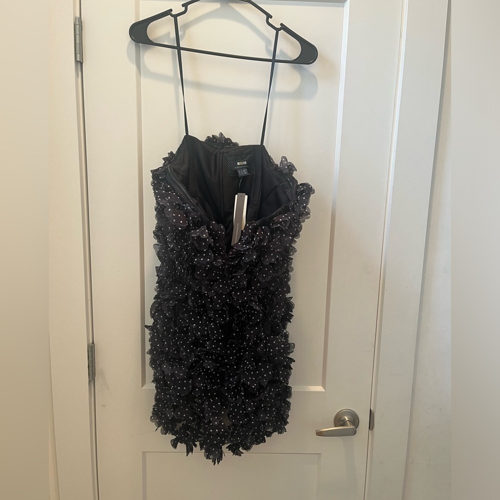 By Anthropologie Maeve 3D Floral Polka Dot Mini Dress size 10 - Picture 3 of 8
